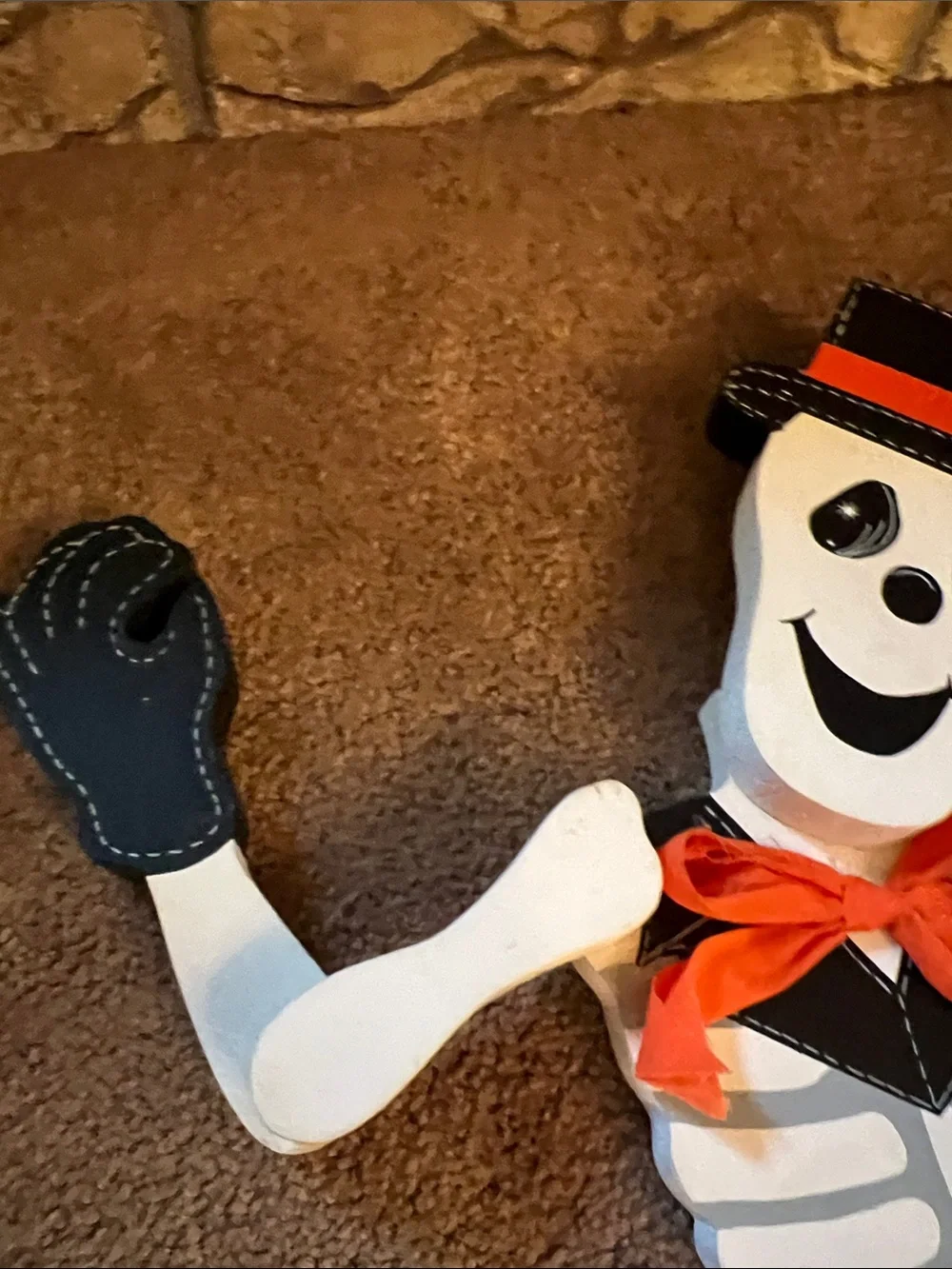Skeleton Wood Decor with Orange Accents